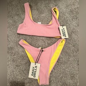NWT Daily Drills SOLD OUT “Wavy reversible bikini set”
